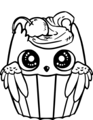 Owl shaped cupcake coloring book